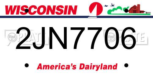 2JN7706 Wisconsin License Plate