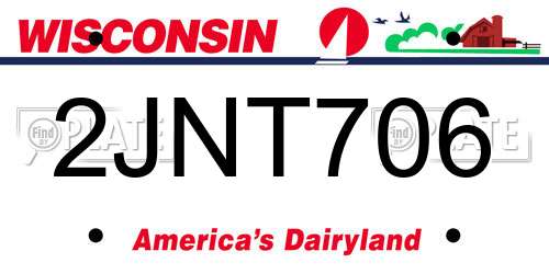 2JNT706 Wisconsin License Plate
