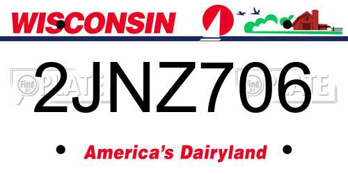 2JNZ706 Wisconsin License Plate