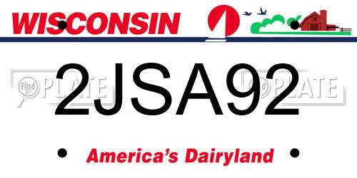 2JSA92 Wisconsin License Plate