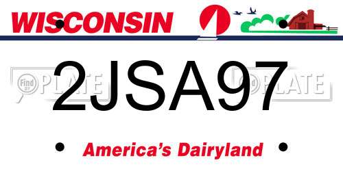 2JSA97 Wisconsin License Plate