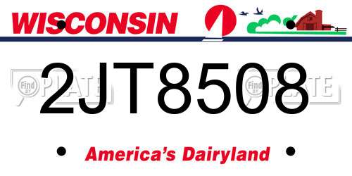 2JT8508 Wisconsin License Plate