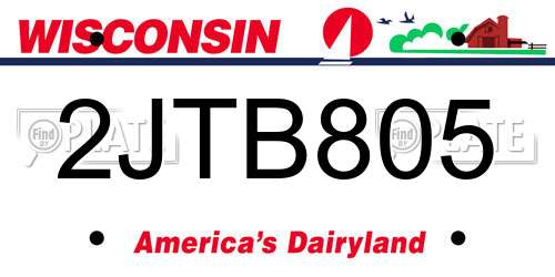 2JTB805 Wisconsin License Plate
