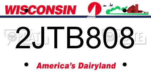 2JTB808 Wisconsin License Plate