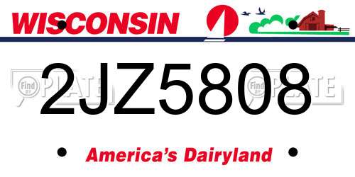 2JZ5808 Wisconsin License Plate