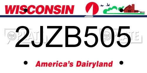 2JZB505 Wisconsin License Plate