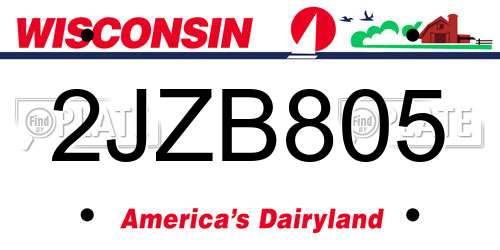 2JZB805 Wisconsin License Plate