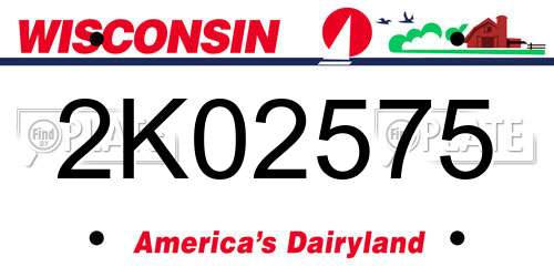 2K02575 Wisconsin License Plate