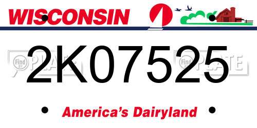 2K07525 Wisconsin License Plate