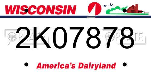 2K07878 Wisconsin License Plate