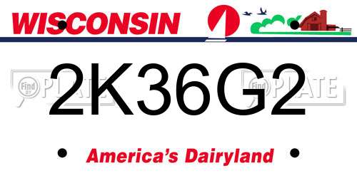 2K36G2 Wisconsin License Plate