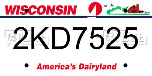 2KD7525 Wisconsin License Plate