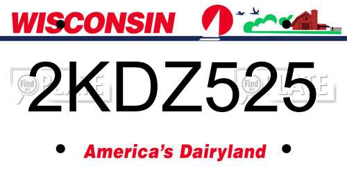 2KDZ525 Wisconsin License Plate