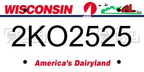 2KO2525 Wisconsin License Plate