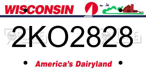 2KO2828 Wisconsin License Plate
