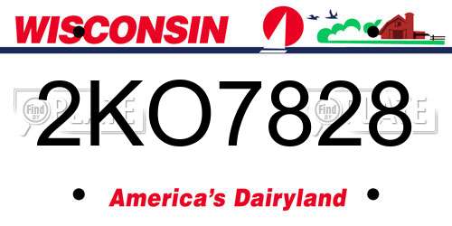 2KO7828 Wisconsin License Plate