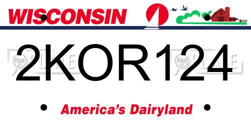 2KOR124 Wisconsin License Plate