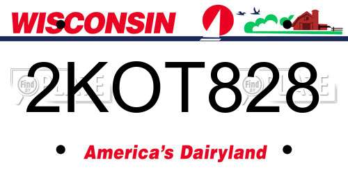 2KOT828 Wisconsin License Plate
