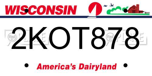 2KOT878 Wisconsin License Plate