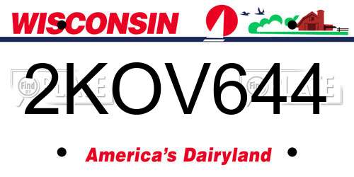 2KOV644 Wisconsin License Plate