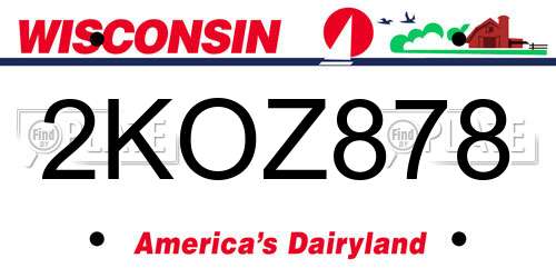 2KOZ878 Wisconsin License Plate