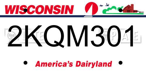 2KQM301 Wisconsin License Plate