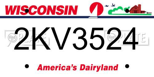 2KV3524 Wisconsin License Plate