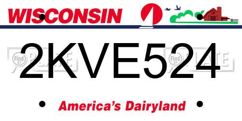 2KVE524 Wisconsin License Plate