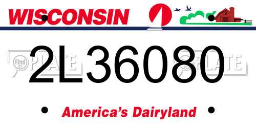 2L36080 Wisconsin License Plate