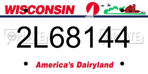 2L68144 Wisconsin License Plate