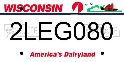 2LEG080 Wisconsin License Plate