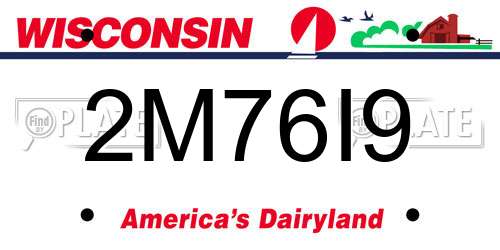 2M76I9 Wisconsin License Plate