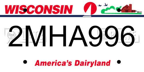 2MHA996 Wisconsin License Plate