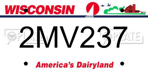 2MV237 Wisconsin License Plate