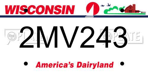 2MV243 Wisconsin License Plate