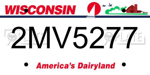 2MV5277 Wisconsin License Plate