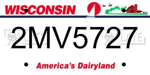 2MV5727 Wisconsin License Plate