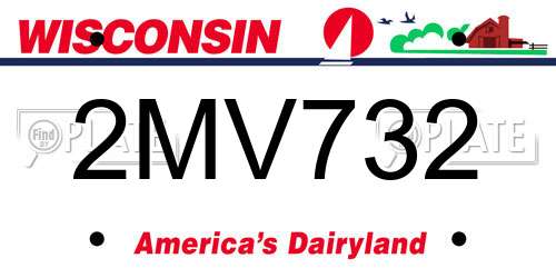 2MV732 Wisconsin License Plate