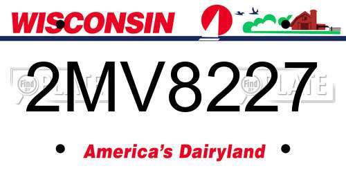 2MV8227 Wisconsin License Plate