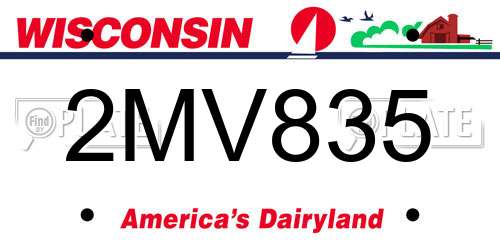 2MV835 Wisconsin License Plate