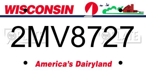 2MV8727 Wisconsin License Plate