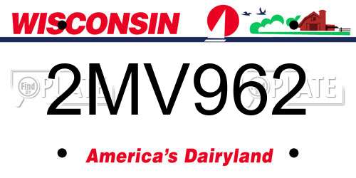 2MV962 Wisconsin License Plate