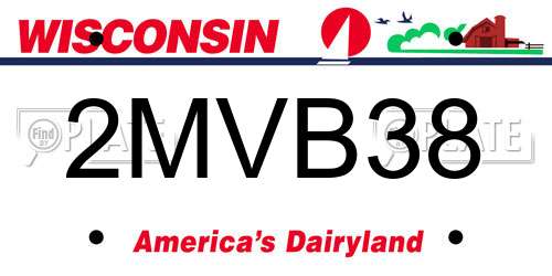 2MVB38 Wisconsin License Plate