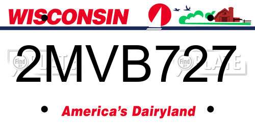2MVB727 Wisconsin License Plate