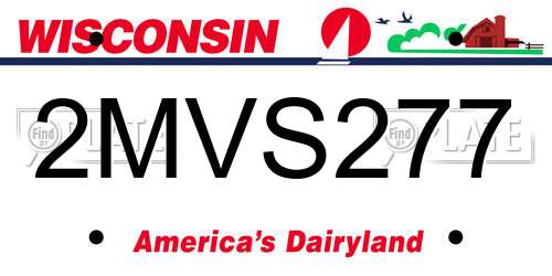 2MVS277 Wisconsin License Plate