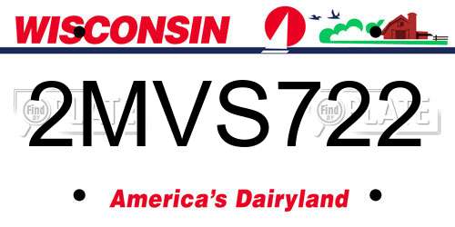 2MVS722 Wisconsin License Plate
