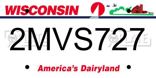 2MVS727 Wisconsin License Plate