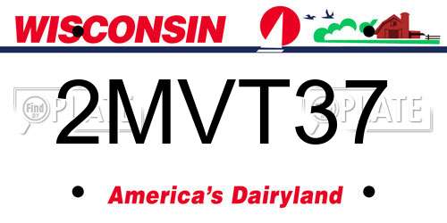2MVT37 Wisconsin License Plate