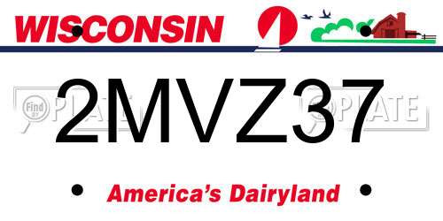 2MVZ37 Wisconsin License Plate