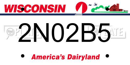 2N02B5 Wisconsin License Plate
